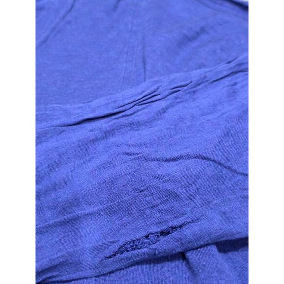 EILEEN FISHER Top Silk Cotton Stretch Jersey Crop 3/4 Crewneck Blue L A004184 - Picture 5 of 8